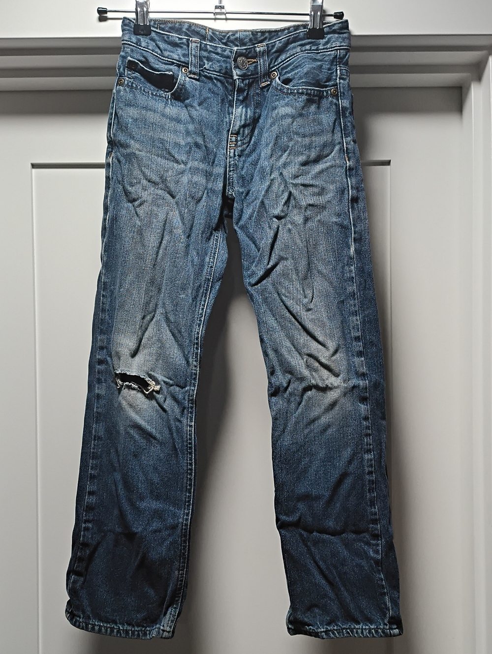 Kids Blue Distressed Straight-Leg Jeans